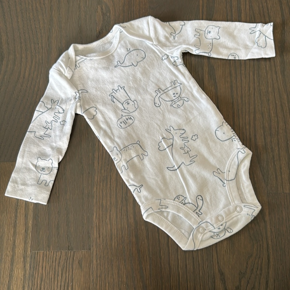 Carter’s 6-Pack Long Sleeve Baby Bodysuits Blue White 3M Cotton EUC - Picture 8 of 14